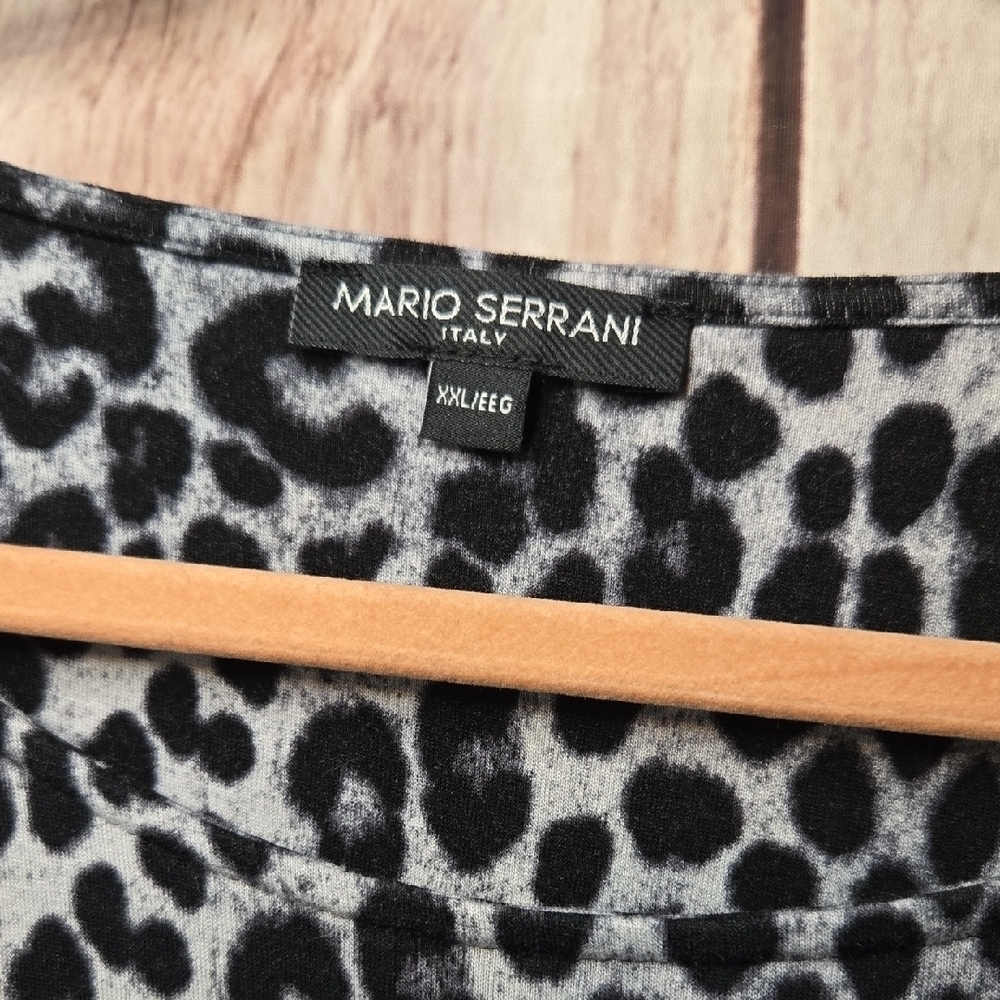 Mario Serrani Light Weight Black and Gray Animal Print Long Sleeve Tee Women XXL - Picture 2 of 6